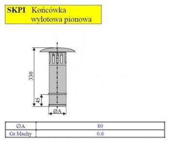  - Końcówka wylotowa pionowa fi80