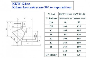  - 9740 Kolano 90st ze wspornikiem fi80/125