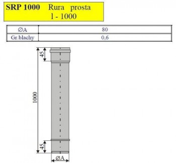  - 2471 Rura prosta L=1000mm fi80