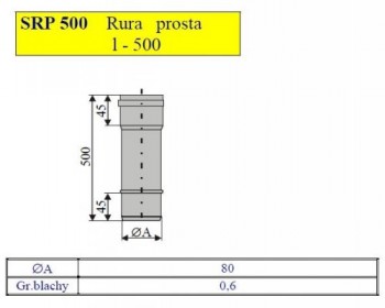  - 2472 Rura prosta L=500mm fi80